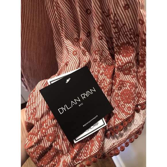 Dylan Ryan Top Womens Size 3x Short Sleeve Boho Button Up Tie Front Embroidered - Picture 6 of 8